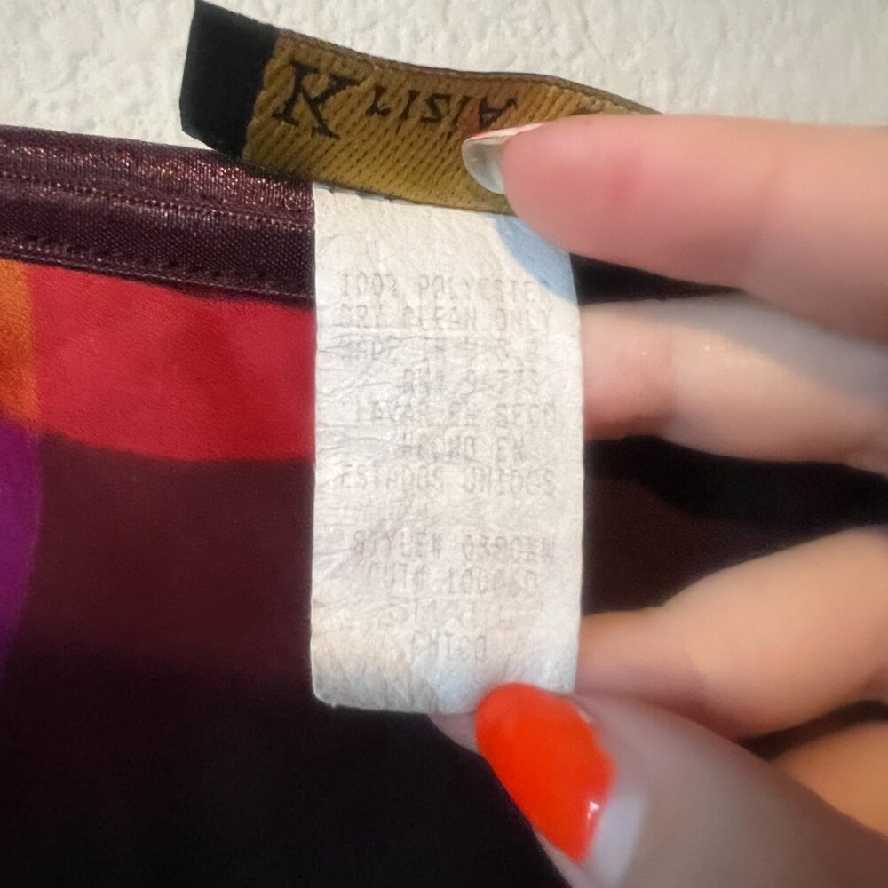 Krizia d. 100% Polyester Made in the USA Midi Skirt Colorful Circles Size Small - Picture 8 of 8